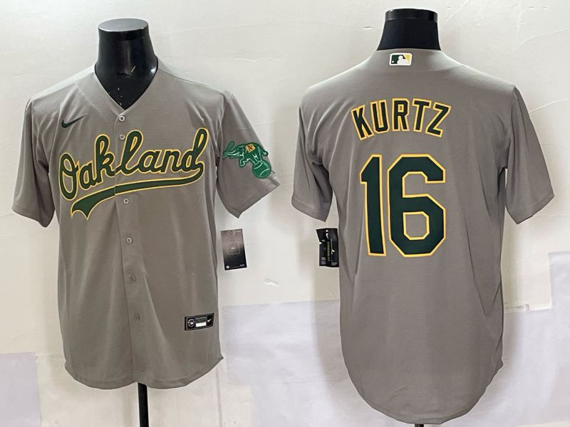 Men Oakland Athletics #16 Kurtz Grey Nike 2025 MLB Jersey 02